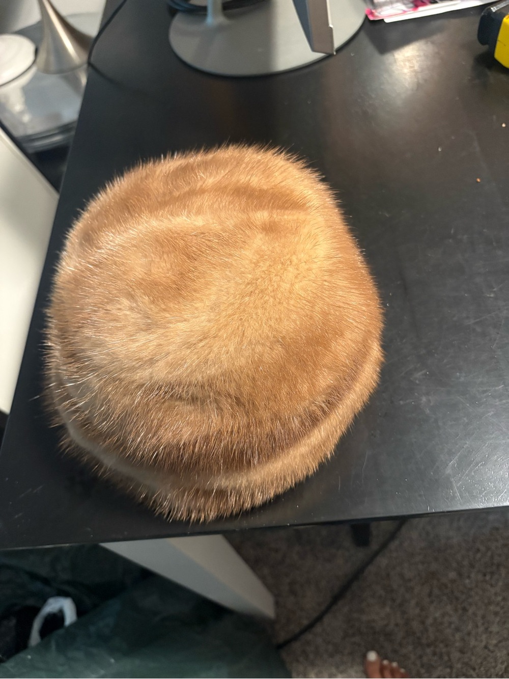 Luxurious Tan Fur Pillbox Hat
